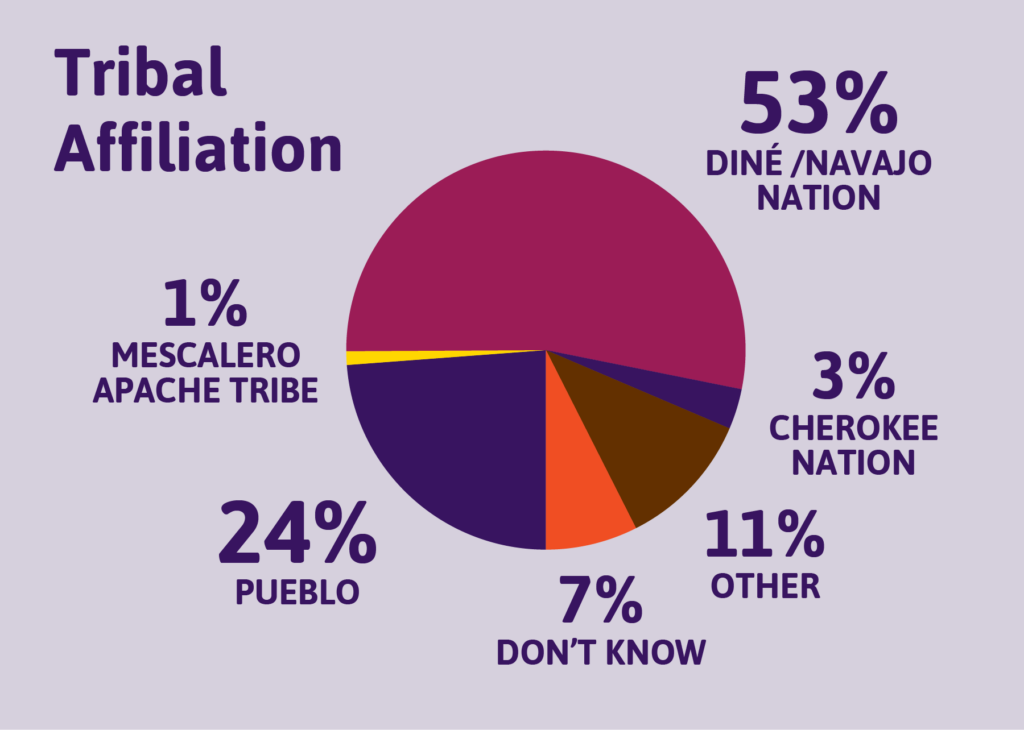 Pie chart showing percentages of tribal affiliations