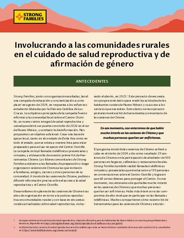 Involucrando a las comunidades rurales en el cuidado de salud reproductiva y de afirmación de género