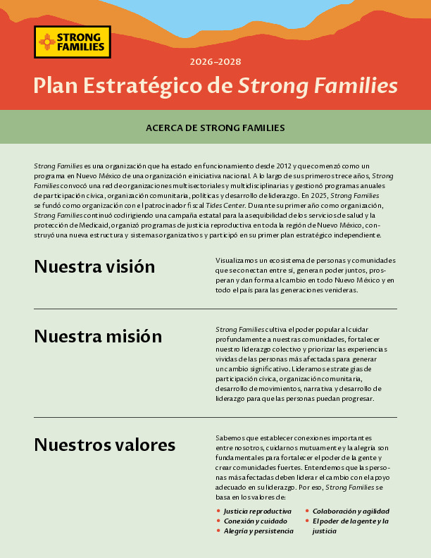 Plan Estratégico de Strong Families 2026-2028